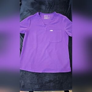 Figs Catarina one pocket scrub top, size large, purple